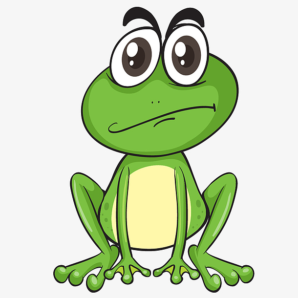 手绘卡通绿色委屈青蛙表情