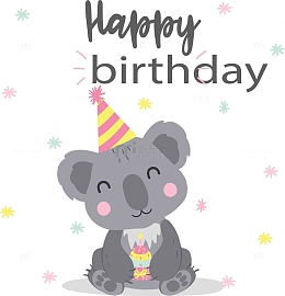 灰色考拉生日贺卡