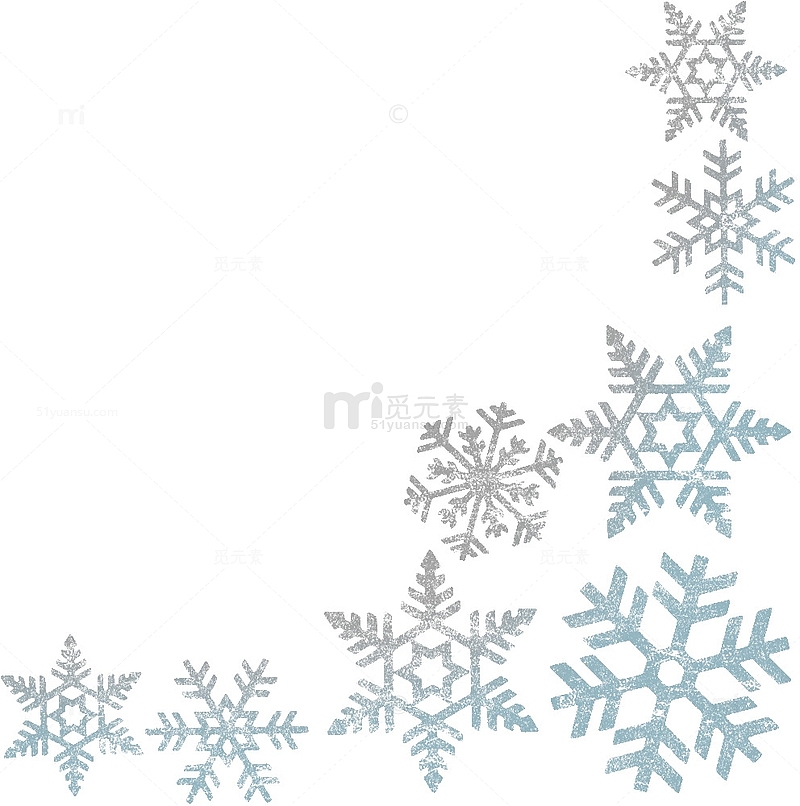 新年白色雪花圣诞蓝色渐变边框