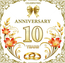 矢量金色优雅结婚十周年贺卡设计