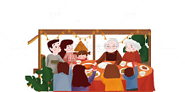 卡通家人团聚年夜饭免抠