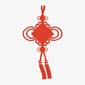 红色方格圆弧中国结元素