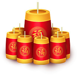 免抠新年装饰烟花炮竹
