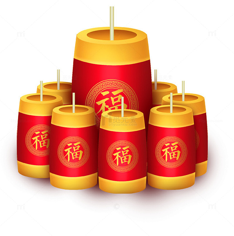 免抠新年装饰烟花炮竹
