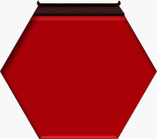 红色中国风屋檐六边形