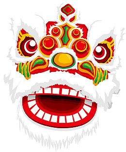 红色中国风狮子头