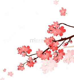 红色中国风花枝植物