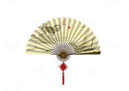 精美扇子 水墨复古免抠png