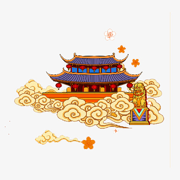 古建筑免扣元素(500x500)aipng中国风过年中国建筑剪影背景(1920x900)