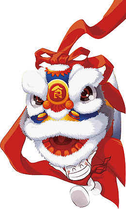 中国风红色传统舞狮