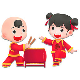 红色卡通男娃女娃