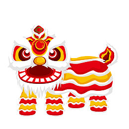 矢量手绘新年舞狮子