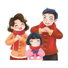 春节拜年的一家人