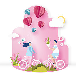 情侣骑自行车浪漫约会