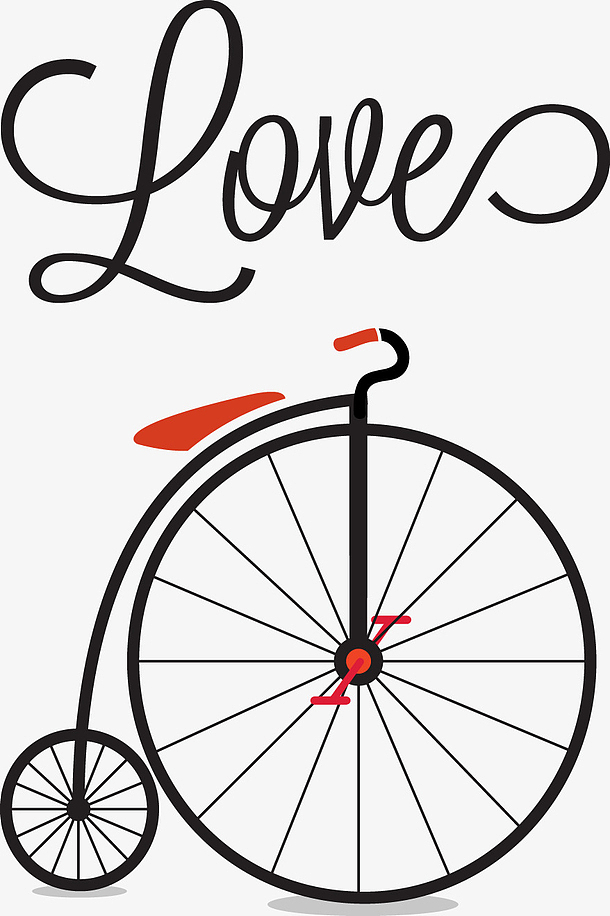 矢量LOVE单轮自行车