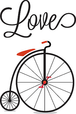 矢量LOVE单轮自行车