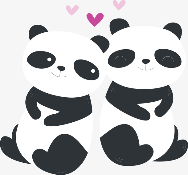 熊猫情侣头像一人一半图片