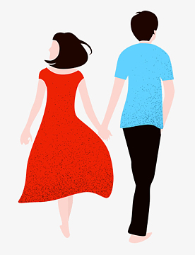 卡通手绘情人节背影