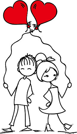 线稿情人节情侣插画