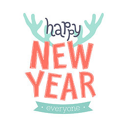 红绿色所有人新年快乐标签