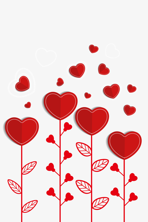 卡通红色心形情人节装饰