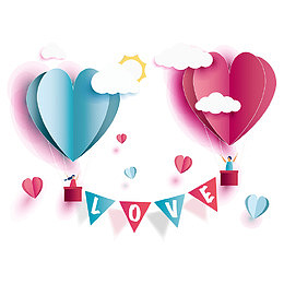 520粉红色几何立体爱心