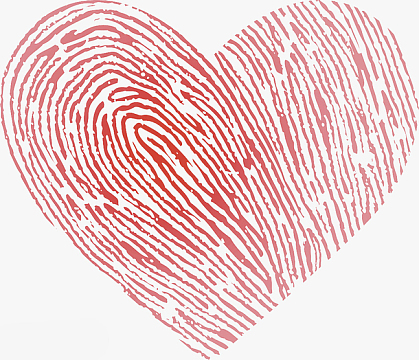 红色手指指纹爱心