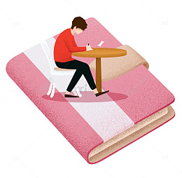 卡通日记本上的男人免抠图