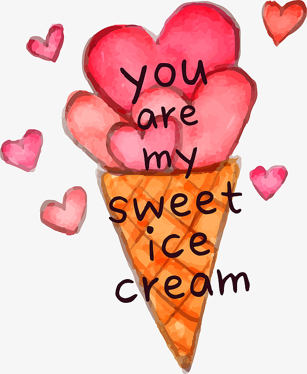 情人节卡通手绘甜筒冰淇淋