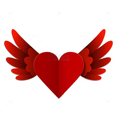 情人节红色翅膀爱心素材-情人节红色翅膀爱心图片元素-觅元素