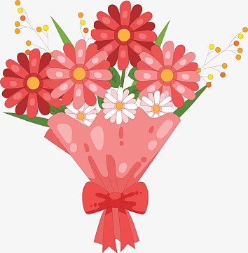 红色情人节花束卡通插画