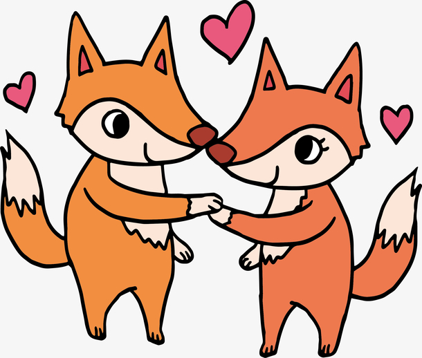 情人节卡通狐狸情侣
