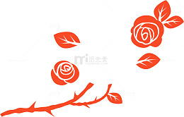 情人节橙色玫瑰花枝条