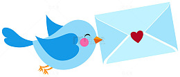 情人节卡通小鸟情书