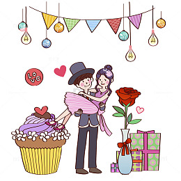 卡通抱着女人场景免抠图