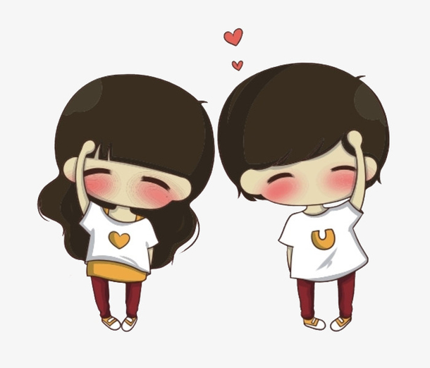卡通呆萌的情侣免抠图
