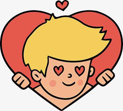 红色爱心边框桃心眼小人
