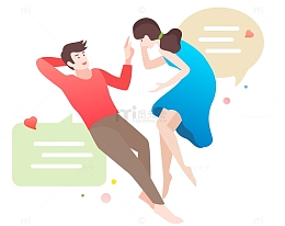 手绘创意情侣对话免抠图