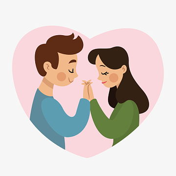 手绘卡通浪漫情侣插画