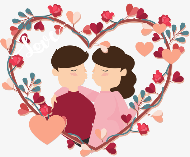 情人节手绘装饰情侣素材