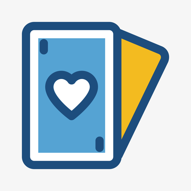 彩色圆角手绘扑克卡通插画