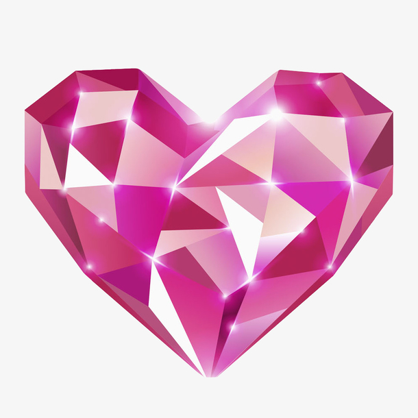 手绘粉色水晶爱心免抠图