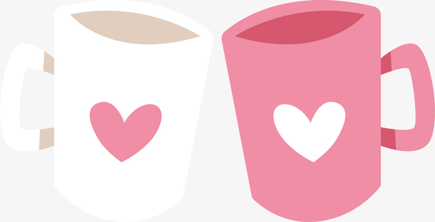 情人节情侣粉白色杯子