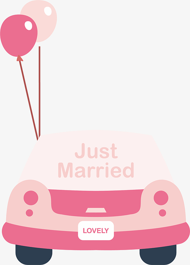 粉色新婚气球婚车