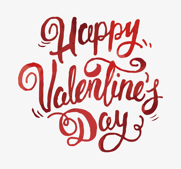 矢量png,情人节,情人节快乐,红色手写,艺术字,happyvalentineda[