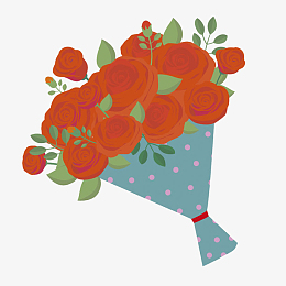 卡通一束玫瑰花免抠图