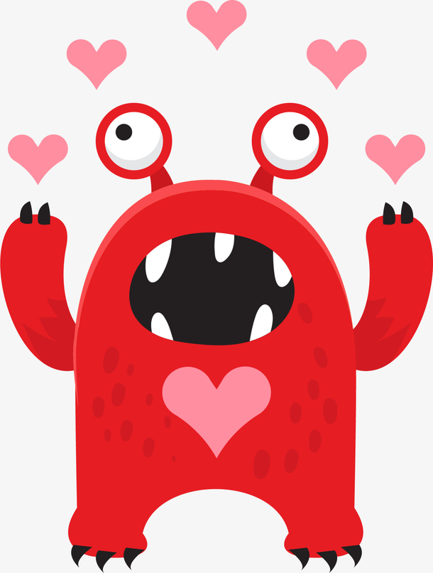 红色情人节爱心小怪物