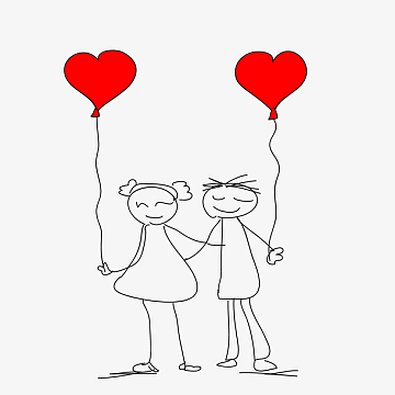 卡通情人节简笔画矢量图