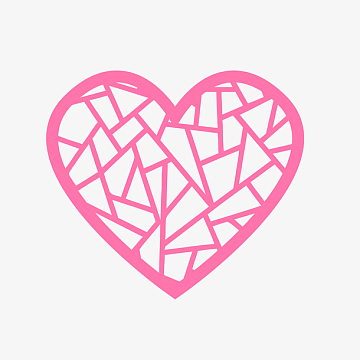 卡通红色镂空心形矢量图