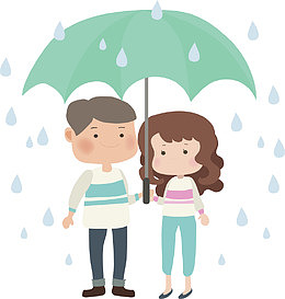 打同一把雨伞的情侣